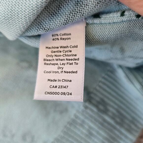 Talbots Cardigan Women's 2XP Blue Ice Heritage Green Flowing Florals Casual - Picture 5 of 8